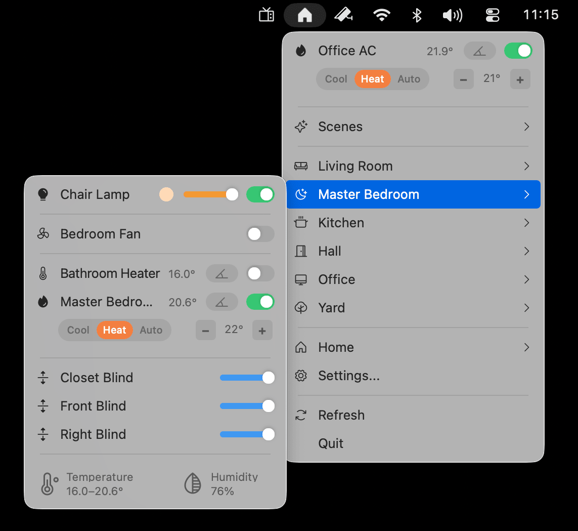 Itsyhome smart home menu bar app
